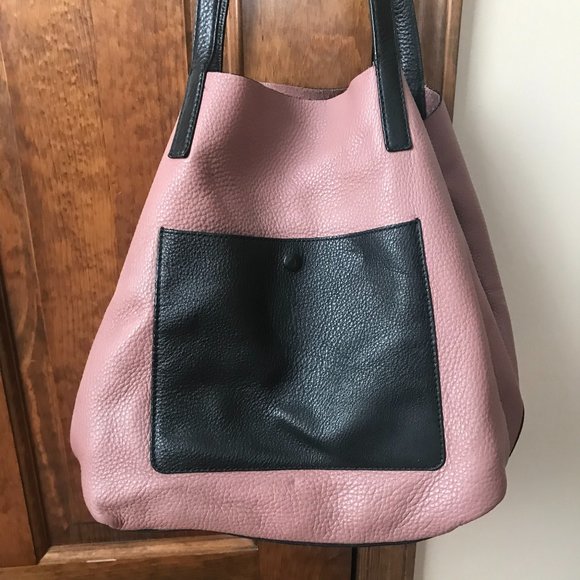 Michael Kors Colgate XL Mauve & Black Pebbled Leather Grab Bag - Picture 2 of 16